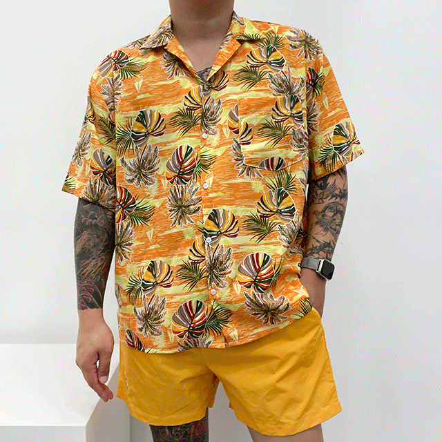 여름 바캉스 야자잎 반팔 셔츠 ( 4 Color )